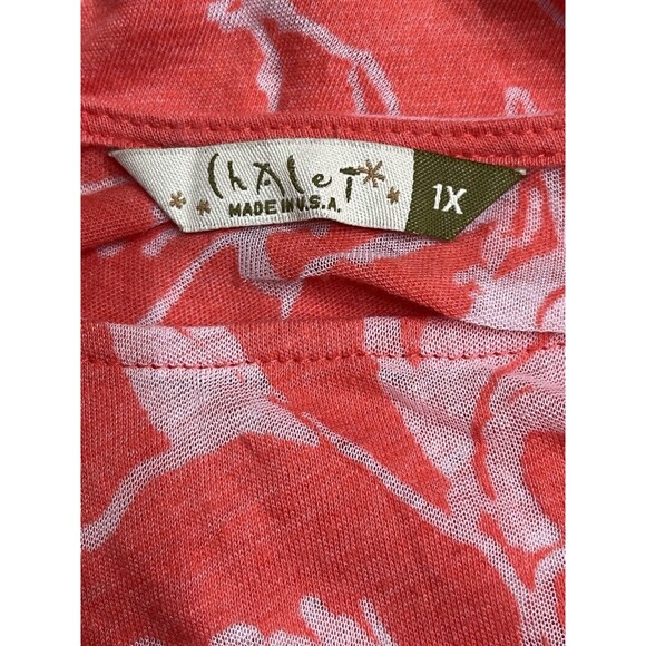 Chalet et Ceci 1X Orange Burn Out Floral Tunic Top Pocket XL Lagenlook Boho - Picture 11 of 13